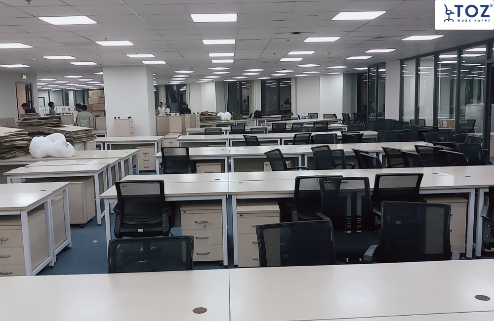 Dự án thi công nội thất văn phòng với 100 bộ bàn ghế, tủ cho công ty 5S OFFICE